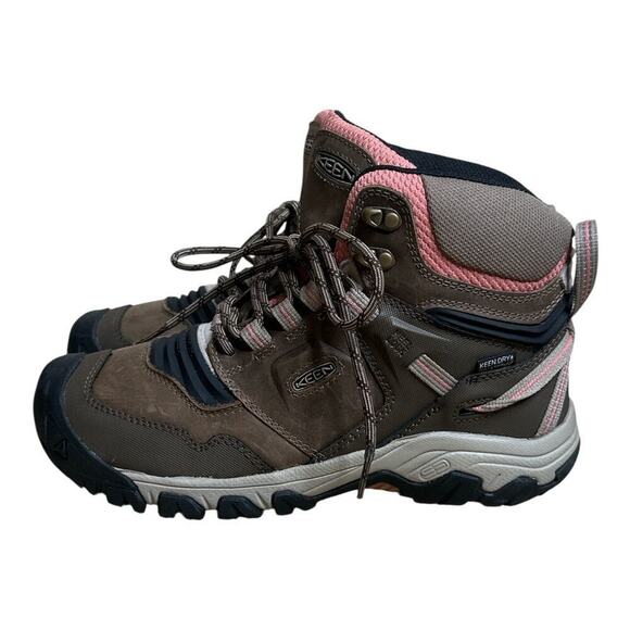 Keen Brown & Pink Waterproof Hiking Boots - Women's Size 8.5 - Picture 2 of 13
